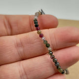 "Set of 3 adjustable gemstone bracelets featuring star cut faceted mixed tourmaline beads for vibrant, elegant style."