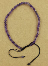 Set of 3 star cut faceted amethyst bracelets, showcasing delicate purple hues and adjustable string for a stylish fit.