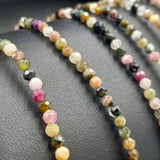 Set of 3 star cut faceted mixed tourmaline bracelets with adjustable strings, perfect for any occasion.