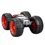 SILVERLIT EXOST LAND BUSTER RC car with durable EPP tires, anti-shock suspension, and 180-degree stunt capabilities.