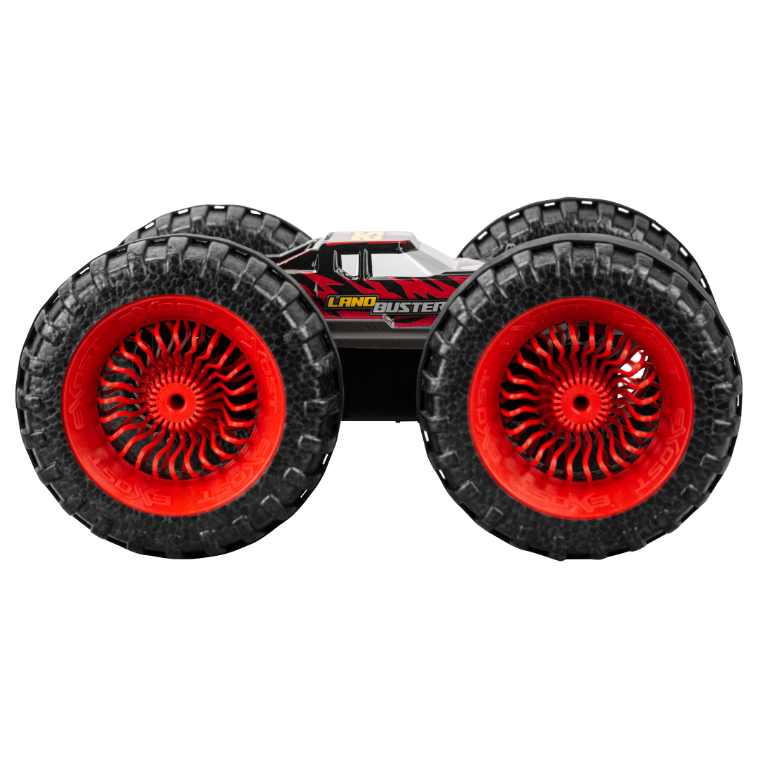 Large silver RC car with EPP tires, anti-shock suspension, and 180-degree stunt capabilities for thrilling outdoor adventures.