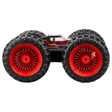 Large silver RC car with EPP tires, anti-shock suspension, and 180-degree stunt capabilities for thrilling outdoor adventures.