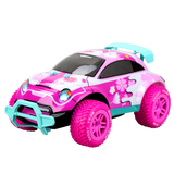 Remote control car for girls with LED headlights, durable tires, 1:12 scale, and ready for outdoor fun.