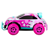 Vibrant off-road remote control car with LED headlights and durable tires for adventurous play, suitable for ages 5+.