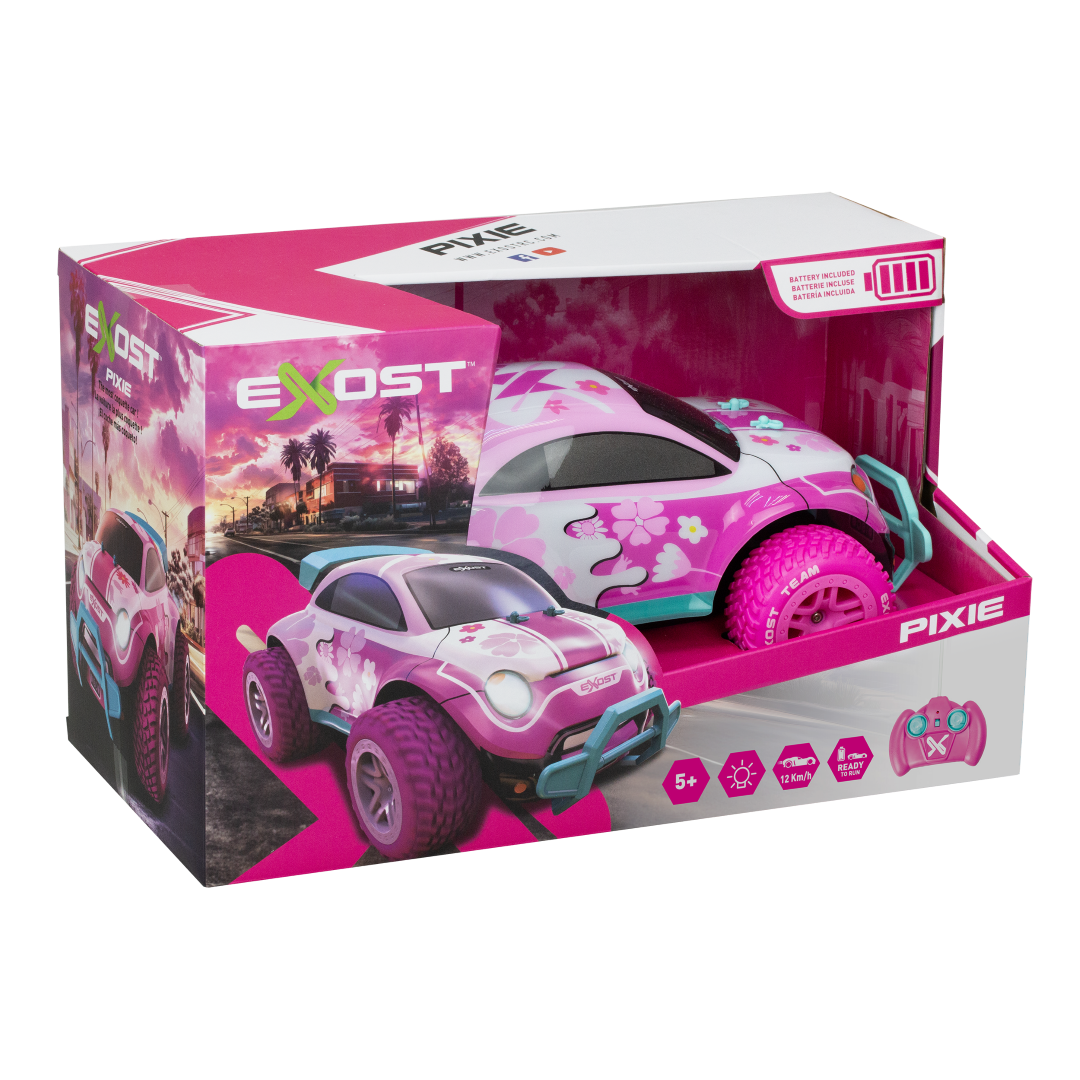 Remote control car SILVERLIT EXOST - PIXIE II with LED headlights and durable tires, designed for adventurous outdoor play.