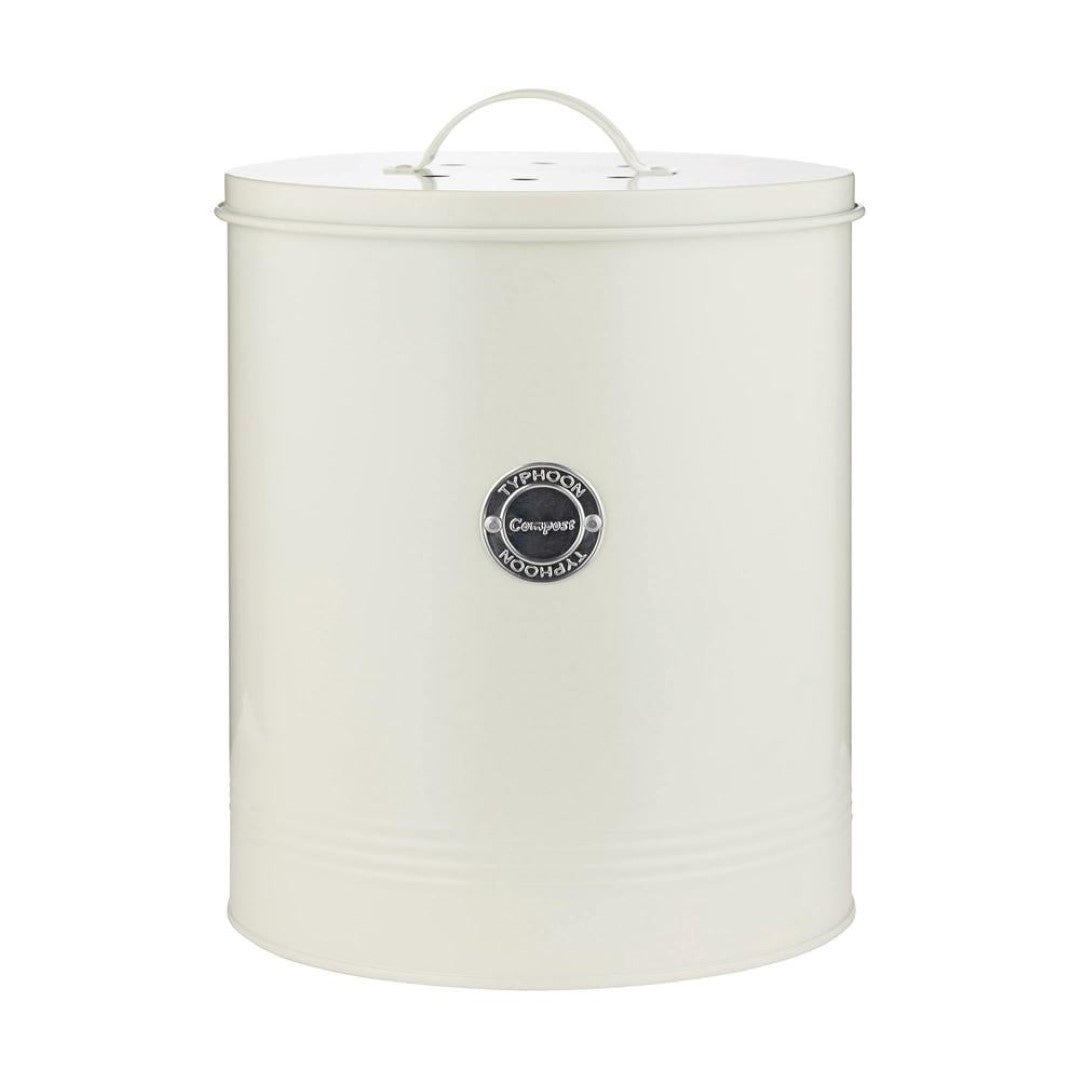 Elegant cream compost caddy by TYPHOON Living, 5L capacity, perfect for sustainable kitchen waste management.