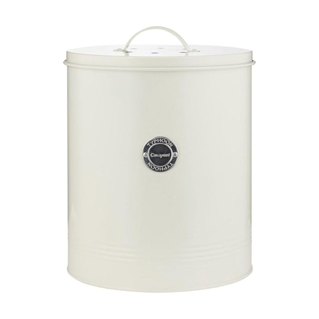 Elegant cream compost caddy by TYPHOON Living, 5L capacity, perfect for sustainable kitchen waste management.