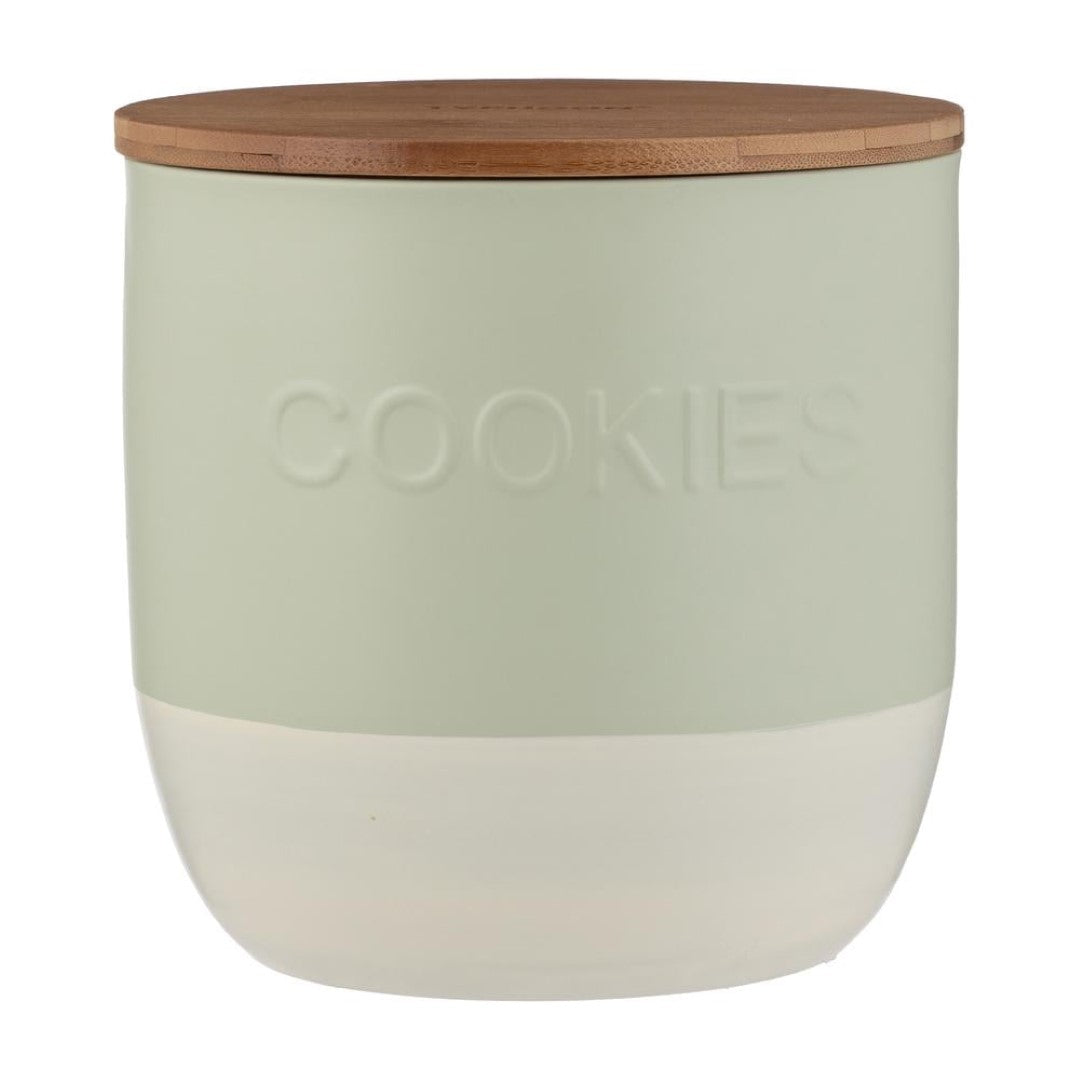 Vibrant green TYPHOON Oben 2.3L cookie storage jar with mini tongs, perfect for keeping cookies fresh and stylish.