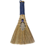 Wicca broom (20cm) adorned with Hamsa Hand and Evil Eye, perfect for cleansing negativity and enhancing spiritual practices.