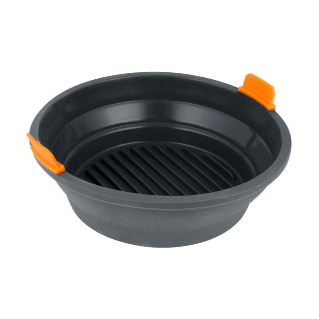 Silicone air fryer basket insert, 21cm, with reinforced frame for easy cooking and cleanup, featuring excellent food release.