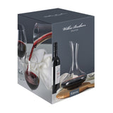 Elegant Wilkie Brothers Kinross Glass Decanter (1200ml) for aerating and serving wine, featuring a wide base and thumb hole for easy pouring.