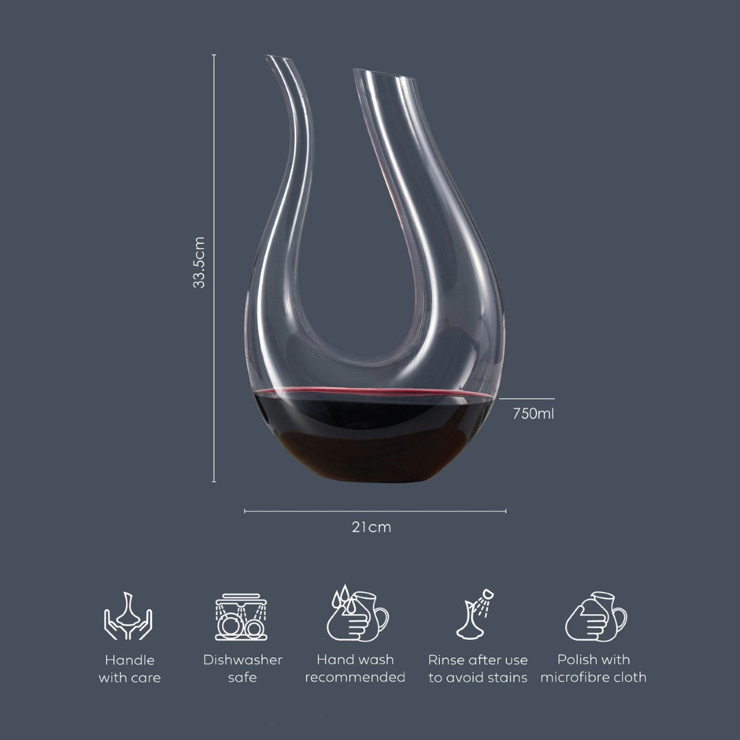 Handmade 1500ml glass decanter with tapered neck for stylish pouring, ideal for aerating wine and enhancing flavors.