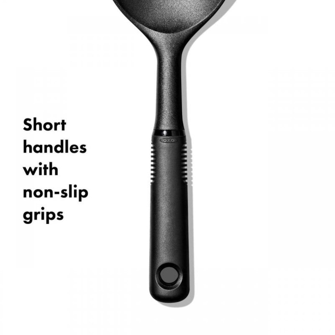 Nylon rice paddle with non-slip grip, designed for easy stirring and serving of rice and other grains, safe for non-stick cookware.