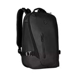 Sleek black VX Touring CitySports 15L backpack with padded straps, laptop compartment, and water-resistant zippers.