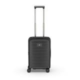 Lightweight VICTORINOX Airox Advanced Hardside carry-on in black, featuring expansion system and anti-scratch pocket for devices.