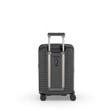 Lightweight black carry-on luggage with expansion system and anti-scratch pocket for electronics, perfect for modern travelers.