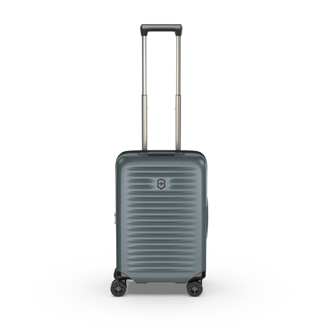 Lightweight VICTORINOX Airox Advanced hardside carry-on in Storm, featuring durable polycarbonate and expandable packing capacity.