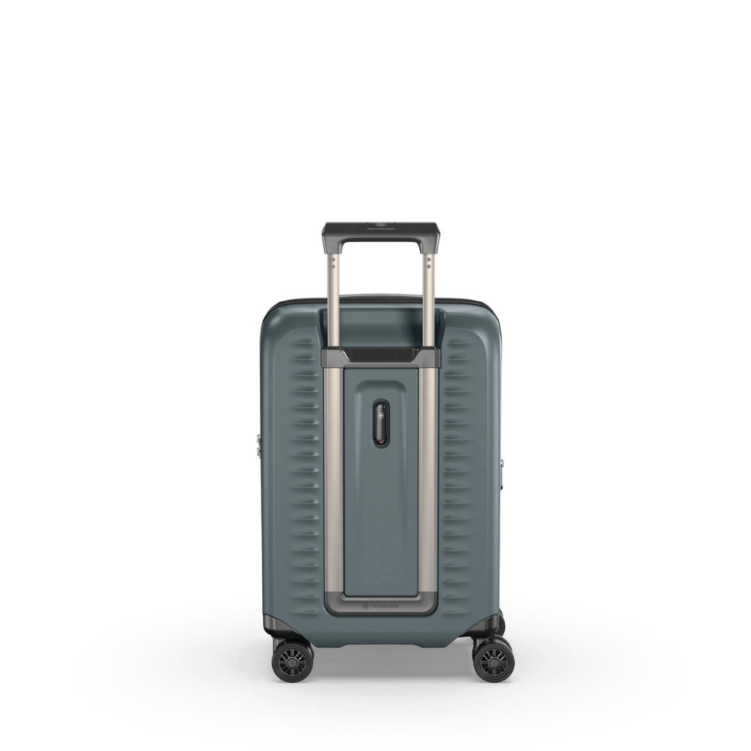 Lightweight VICTORINOX Airox Advanced carry-on in Storm, featuring expandable space, anti-scratch pocket, and smooth mobility.