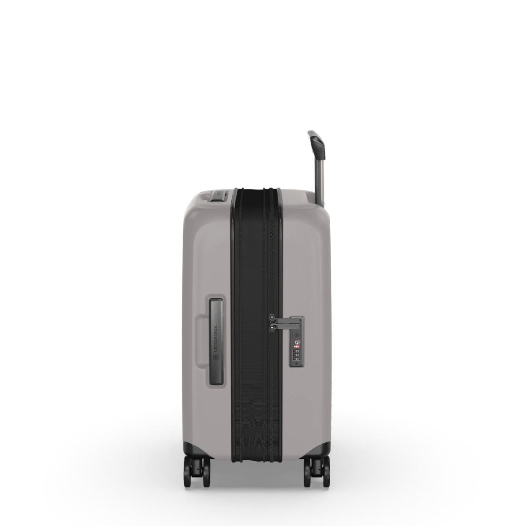 White VICTORINOX Airox Advanced Hardside Carry-On, lightweight with expandable capacity and anti-scratch pocket for devices.