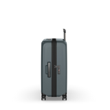 VICTORINOX Airox Advanced Medium Hardside Case in Storm, featuring durable polycarbonate, expandable design, and smooth spinner wheels.