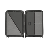 White VICTORINOX Airox Advanced Medium Hardside Case with 75L capacity, expansion system, and 4 spinner wheels for easy travel.