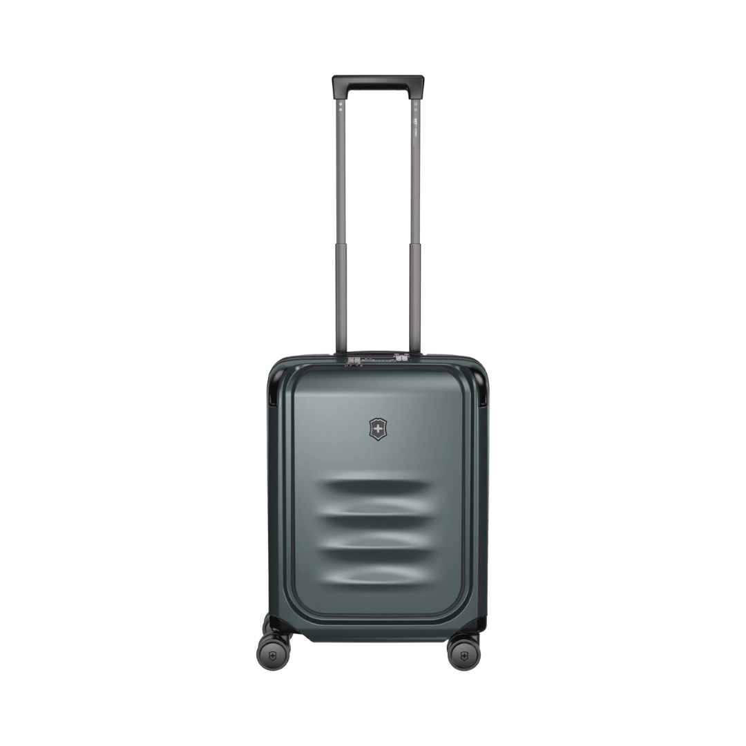 Hardside carry-on luggage in green, made of SORPLAS™ polycarbonate with expandable capacity and quick-access front compartment.