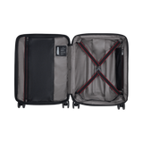 Hardside green carry-on suitcase made of SORPLAS™, features quick-access front compartment and expands for extra storage.