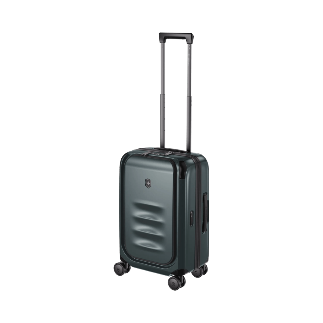 VICTORINOX Spectra 3.0 Frequent Flyer Carry-On in Storm, made from recycled polycarbonate, with expandable capacity and easy-access pockets.