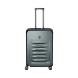 Durable VICTORINOX Spectra 3.0 Medium Hardside Case in Storm, expandable design, 8 dual-caster wheels, eco-friendly material.