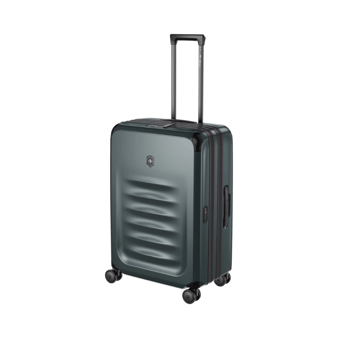 VICTORINOX Spectra 3.0 Medium Hardside Case in Storm, expandable, durable SORPLAS™, and 8-wheel design for easy travel.