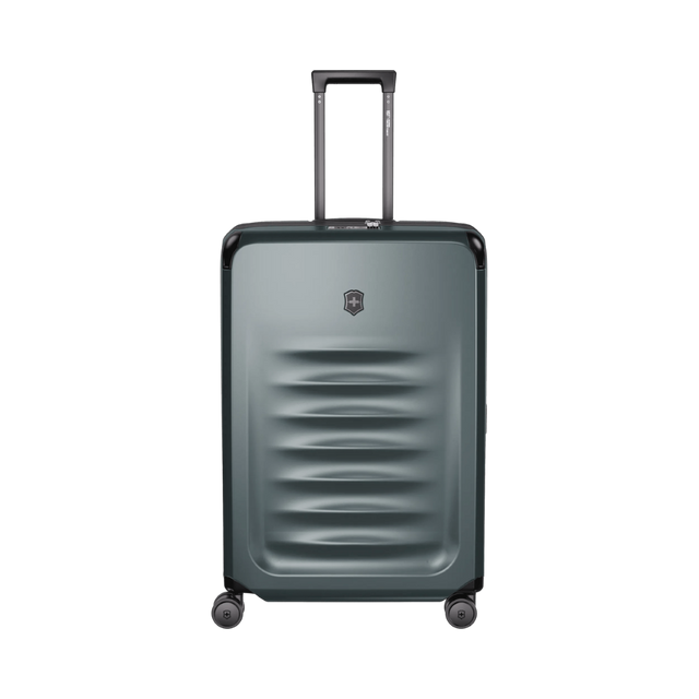 VICTORINOX Spectra 3.0 Large Hardside Case in Storm, featuring eco-friendly SORPLAS™, expandable design, and 8-wheel spinner system.