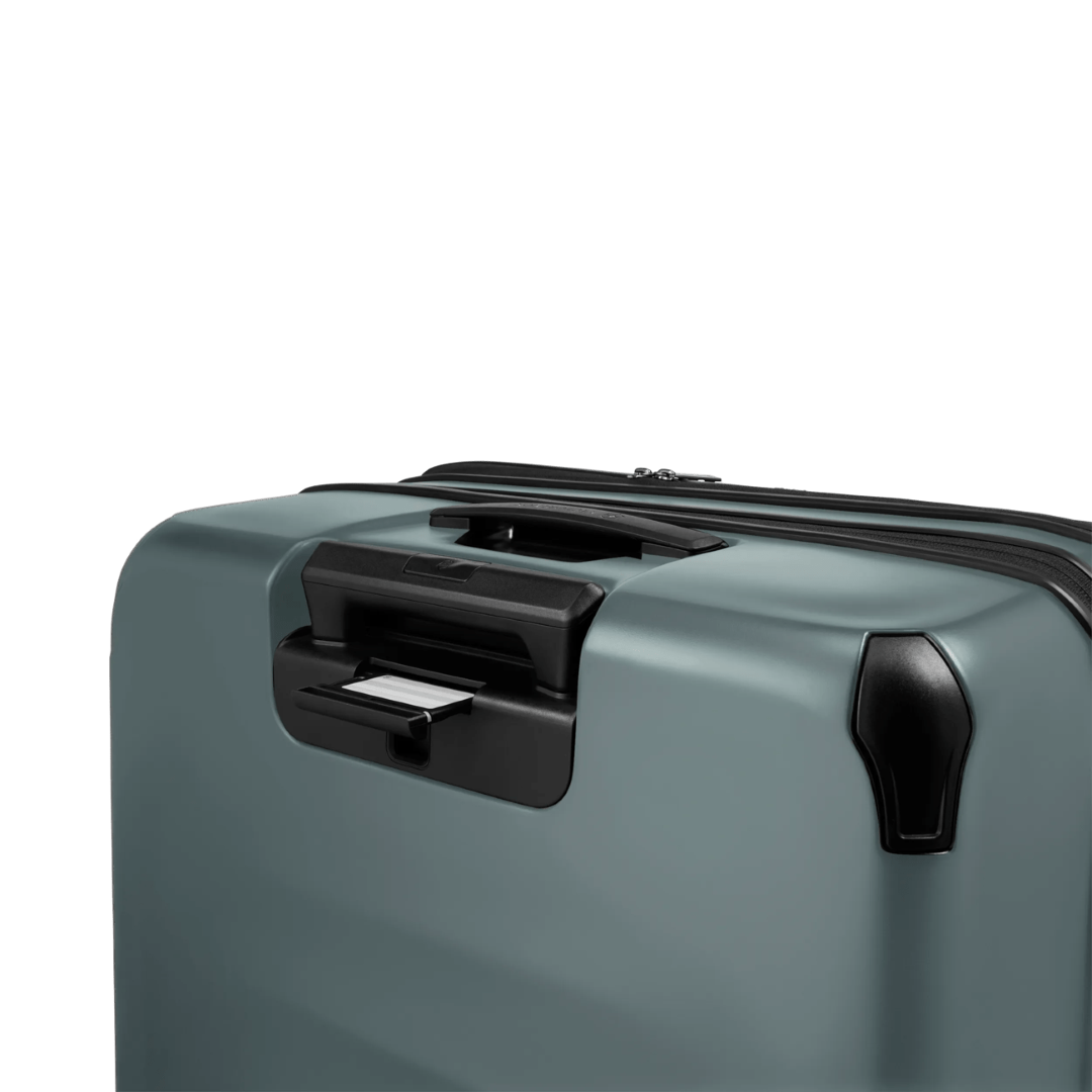 VICTORINOX Spectra 3.0 Large Hardside Case in Storm with eco-friendly design, 8-wheel spinner, and expandable capacity.