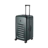 Large VICTORINOX Spectra 3.0 hardside trunk in Storm, featuring durable SORPLAS™ material, 99L capacity, and smooth 8-wheel system.