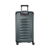 Hardside trunk in Storm color featuring 99L capacity, dual-tube handle, and 8-wheel spinner system for easy travel.