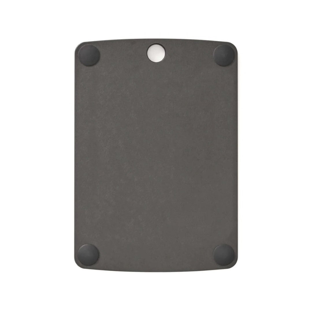 Epicurean All-in-One Cutting Board in slate, 37x28 cm, features a juice groove, non-slip feet, and is dishwasher safe.