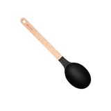 Large spoon with a sturdy paper composite handle, high-temperature nylon head, and built-in kickstand for mess-free cooking.