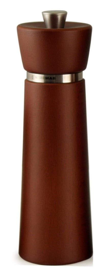 Chestnut-colored 18cm salt mill from SWISSMAR Montebello, perfect for seasoning dishes.