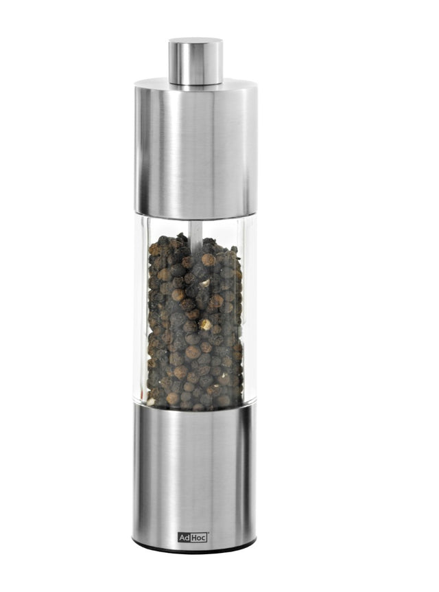 18cm adjustable pepper/salt mill with clear acrylic container and durable CeraCut® ceramic grinder.