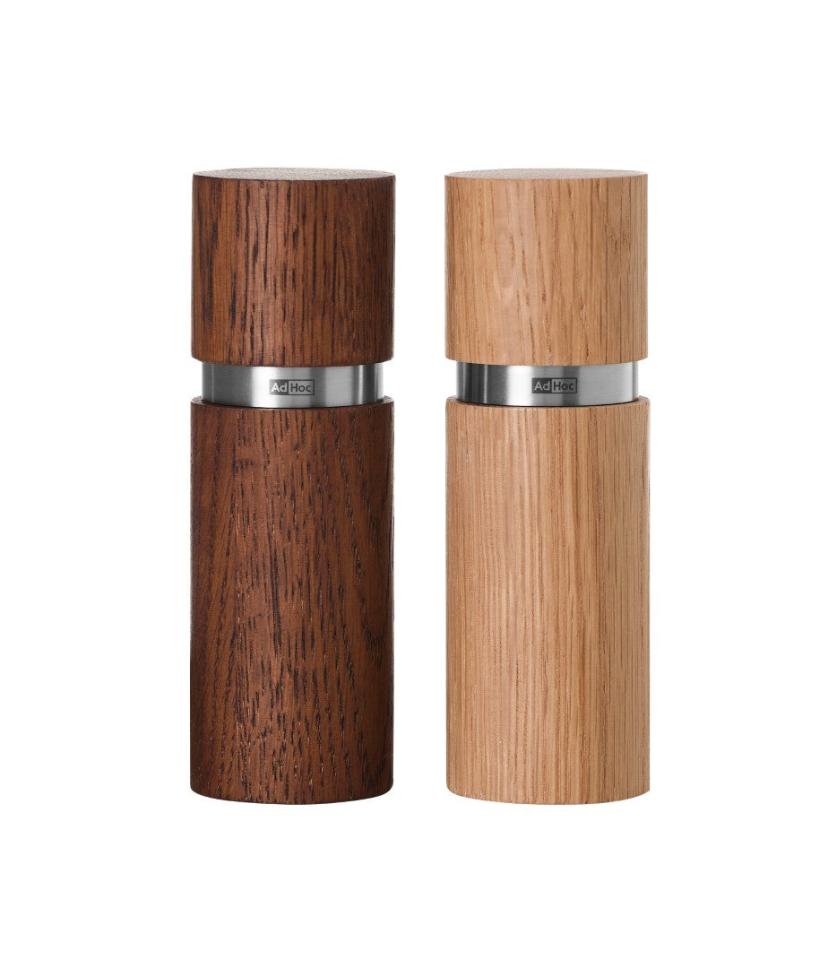 15cm salt and pepper mill set with adjustable ceramic grinder and clear acrylic container for easy spice viewing.