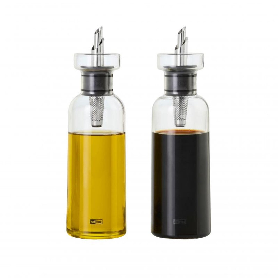 Oil/Vinegar Dispenser Set with 4-in-1 design, drip-free pouring, and PreciseFlow System for versatile kitchen use.