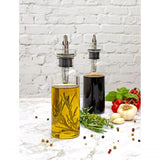 Oil/Vinegar dispenser set featuring 4-in-1 design, drip-free pouring, and stainless steel filter for versatile kitchen use.