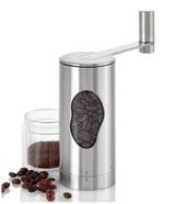 Stylish stainless steel coffee grinder with adjustable settings for perfect grinding, designed for modern coffee lovers.