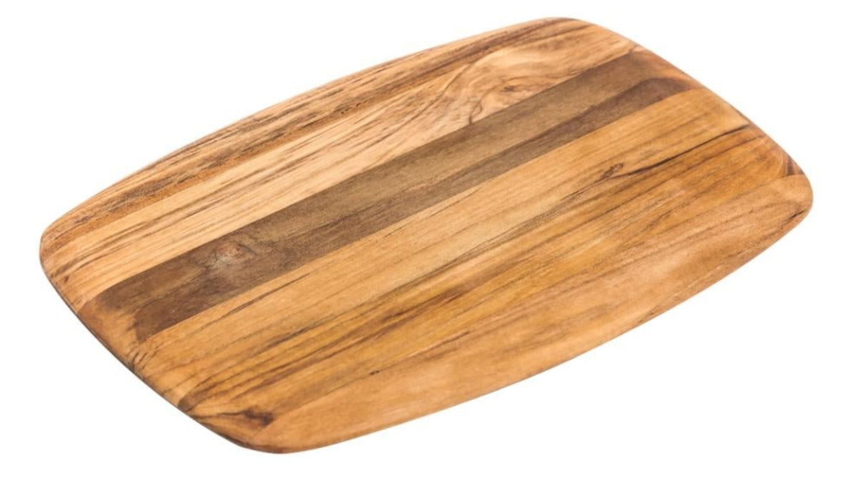 Elegant teakwood cutting board measuring 30.5 x 20 x 1.5 cm, perfect for slicing and serving appetizers stylishly.