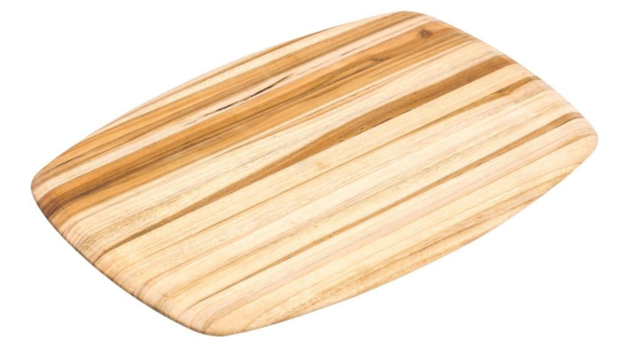 Elegant teak serving and cutting board, 41 x 28 x 1.5cm, perfect for prepping and serving foods beautifully.