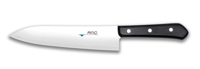 MAC Chef BK-80 21cm knife with an 8.25" blade, designed for slicing fruits, vegetables, and proteins efficiently.