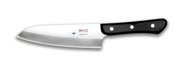 MAC Superior SD-65 Cleaver Knife with 6.56” double-bevel blade, designed for heavy-duty chopping of meats and hard foods.