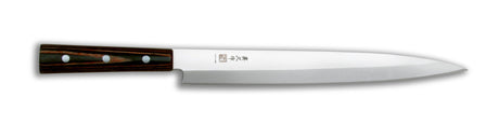 MAC Japanese FKW-9 Sashimi Knife, 27cm, expertly crafted for precise slicing of uncooked fish, ensuring flawless presentation.