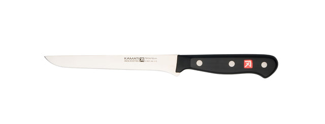 KAMATI Gourmet Boning Knife (16cm) with sharp stainless steel blade and ergonomic handle for precise meat and fish preparation.