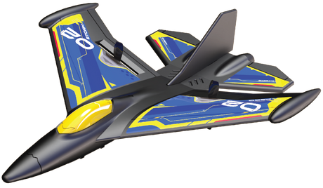 Alt text: Sleek SILVERLIT FLYBOTIC - SONIC EVO plane made of durable EPP foam, featuring 2.4GHz remote control for precision flying.