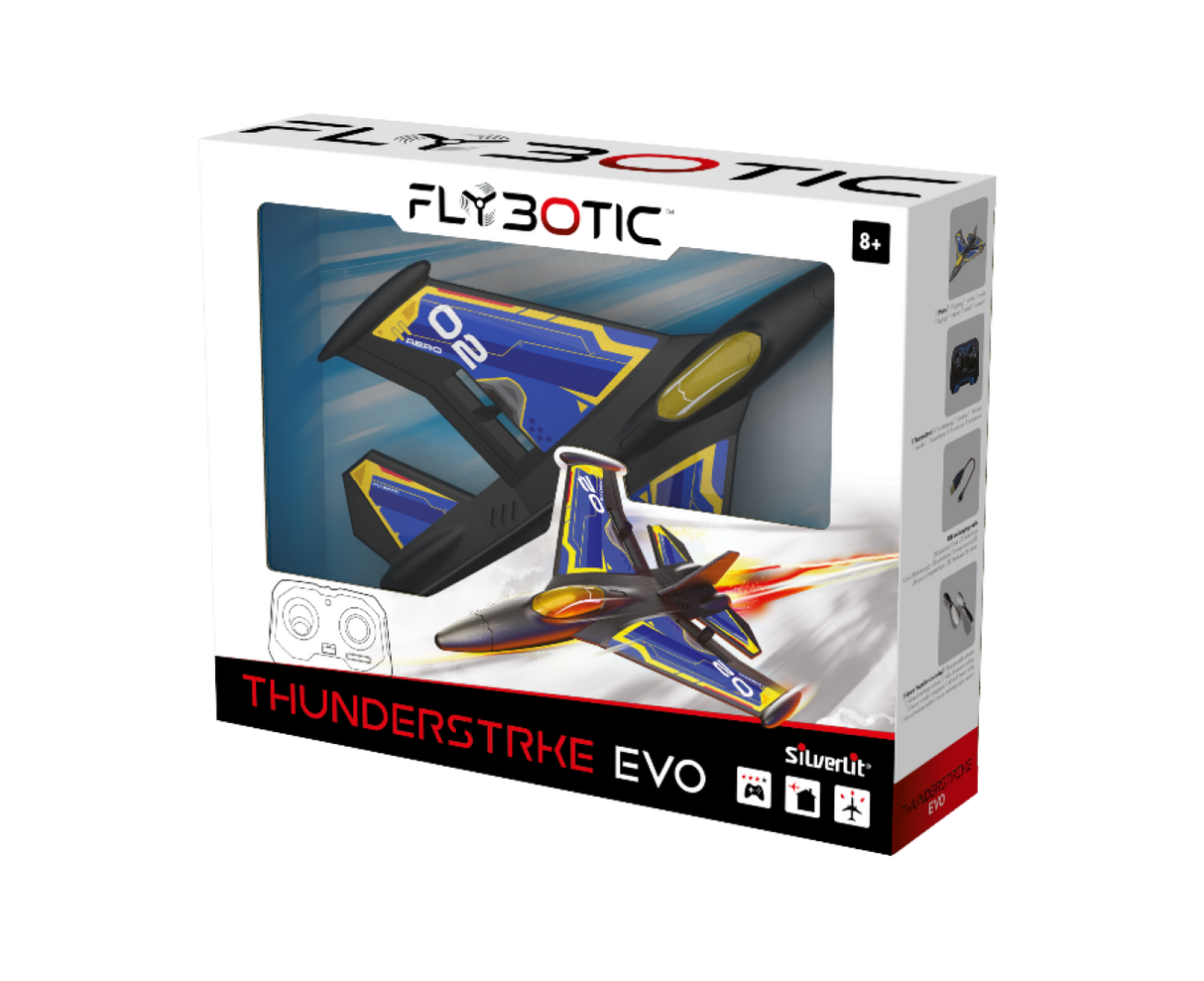 SILVERLIT FLYBOTIC - SONIC EVO, a durable EPP foam flying plane with 2.4GHz control, perfect for kids 8+ and easy to operate.